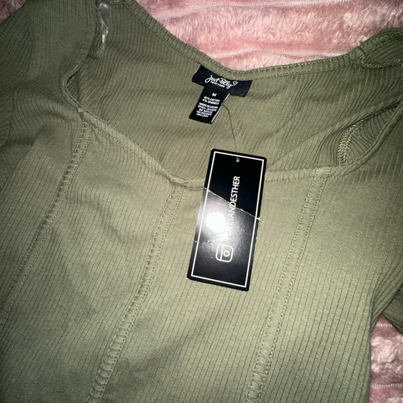 Green Fitted Long Sleeve Bustier Bodysuit - Picture 2 of 2